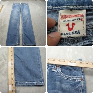 True Religion Jeans Women 30x31 Medium Wash Low Rise Thick Stitch Bootcut USA